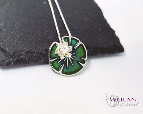 Nymphaea / Tündérrózsa ezüst tűzzománc medál