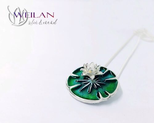 Nymphaea / Tündérrózsa ezüst tűzzománc medál