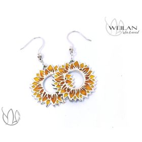 Flora - Napraforgóvirág ezüst tűzzománc fülbevaló OG