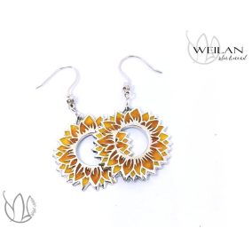 Flora - Napraforgóvirág ezüst tűzzománc fülbevaló OG