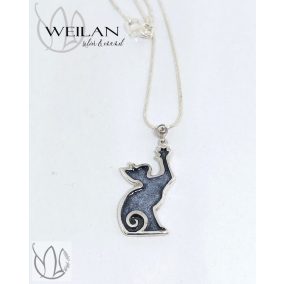 Cats - Szfinx cica ezüst tűzzománc medál OG