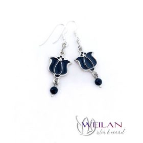 Tradició - Matyó - Tulipán ezüst tűzzománc fülbevaló