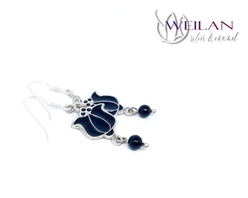 Tradició - Matyó - Tulipán ezüst tűzzománc fülbevaló