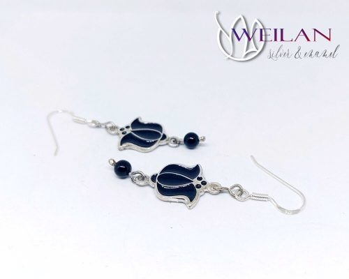 Tradició - Matyó - Tulipán ezüst tűzzománc fülbevaló