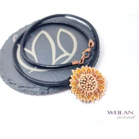 Flora - Napraforgóvirág magokkal, bronz tűzzománc medál OG