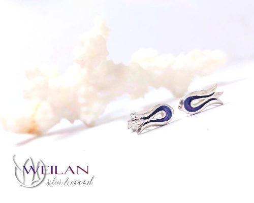Pántlika ezüst tűzzománc stiftes fülbevaló