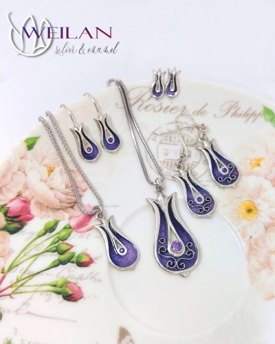 Pántlika ezüst tűzzománc szett