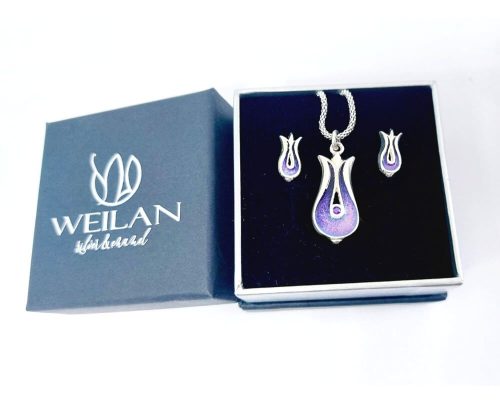 Pántlika ezüst tűzzománc szett Weilan díszdobozban
