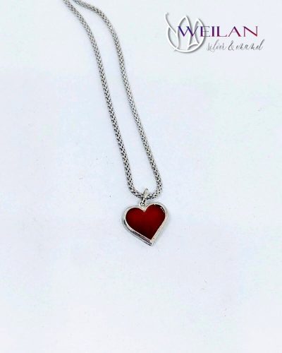 Heart - 925 sterling Silver Enamel Pendant (red)