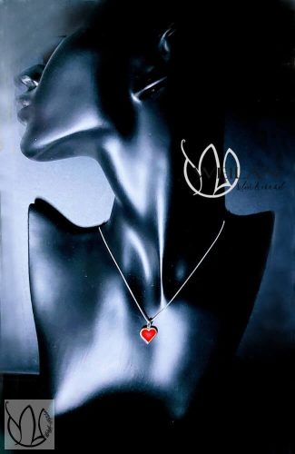 Karnevál - My Valentine ezüst tűzzománc medál vékony ezüst nyakláncon viselése