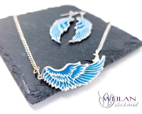 Angyalszárny - ezüst tűzzománc szett