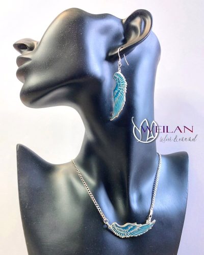 Angyalszárny - ezüst tűzzománc szett viselése