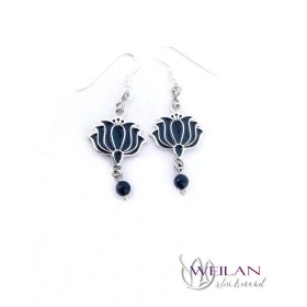 Tradició - Kalocsai - Tulipán ezüst tűzzománc fülbevaló