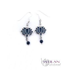 Tradició - Kalocsai - Tulipán ezüst tűzzománc fülbevaló