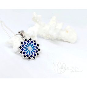   Mandala - 925 sterling Silver Enamel Pendant (turquoise blue)