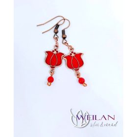 Tradició - Matyó - Tulipán bronz tűzzománc fülbevaló