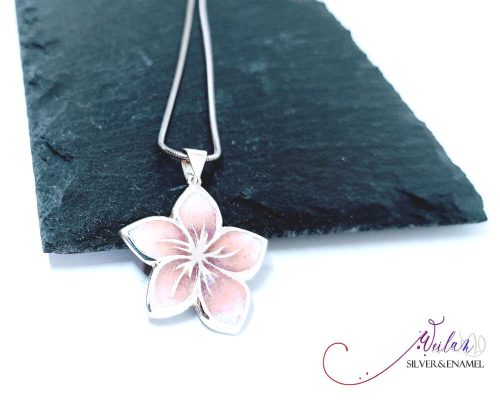 Flora - Cseresznyevirág ezüst tűzzománc medál