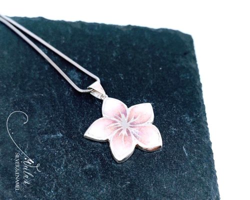 Flora - Cseresznyevirág ezüst tűzzománc medál