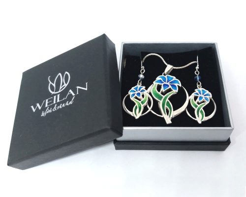 Flora - Liliom ezüst tűzzománc szett Weilan díszdobozban