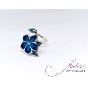 Forget-Me-Not - adjustable 925 sterling Silver Ring (blue) 