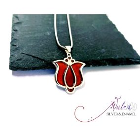Tradició - Matyó - tulipán ezüst tűzzománc medál