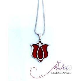 Tradició - Matyó - tulipán ezüst tűzzománc medál