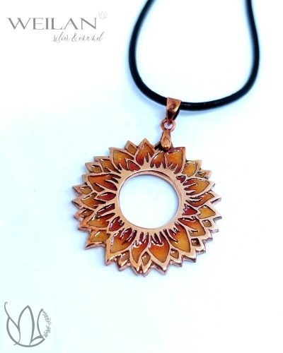 Flora - Napraforgóvirág bronz tűzzománc medál,