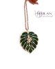 Leaf - Filodendron / monstera bronz tűzzománc medál, zöld 1