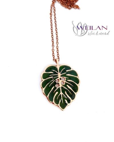 Monstera / Philodendron - Bronze Enamel Pendant