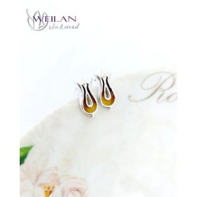 Pántlika ezüst tűzzománc stiftes fülbevaló