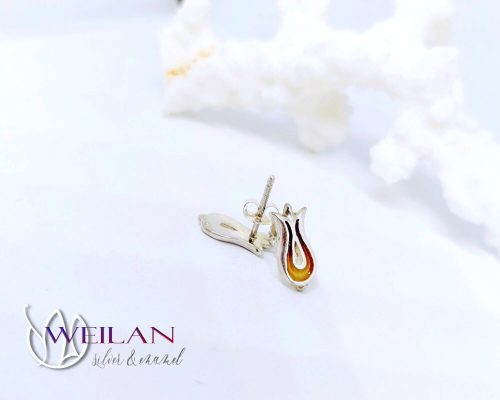 Pántlika ezüst tűzzománc stiftes fülbevaló