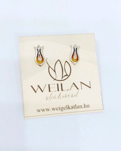 Pántlika ezüst tűzzománc stiftes fülbevaló