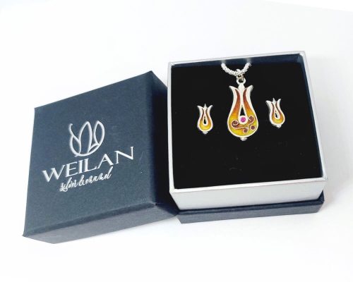 Pántlika ezüst tűzzománc szett Weilan díszdobozban