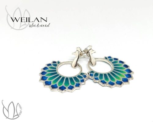 Fölszállott a páva - Büszke páva - ezüst ajourzománc fülbevaló