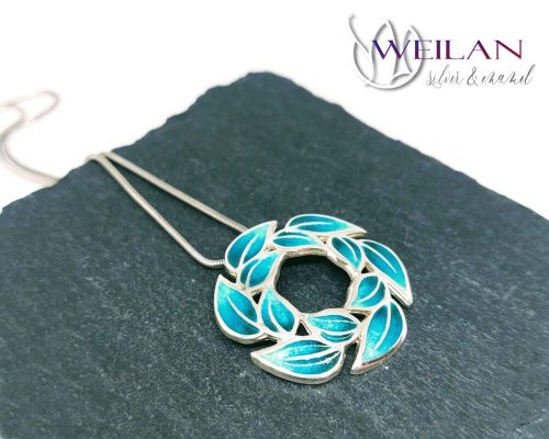 Leaf - Laurus / Babér ezüst tűzzománc medál