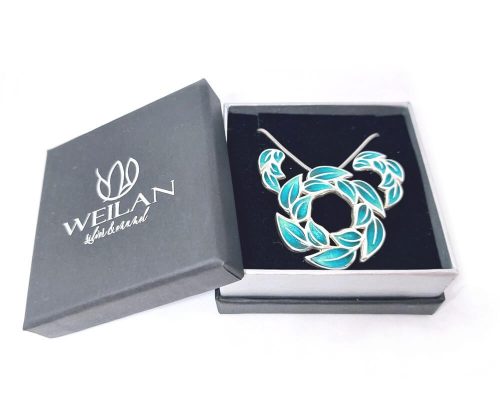 Leaf - Laurus / Babér ezüst tűzzománc szett WEILAN díszdobozban