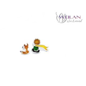   A kis herceg - aszimmetrikus, ezüst tűzzománc stiftes fülbevaló (sárga sállal)