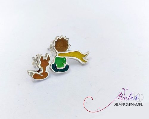 A kis herceg, aszimmetrikus ezüst tűzzománc fülbevaló