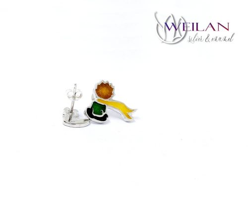 A kis herceg, aszimmetrikus ezüst tűzzománc fülbevaló 