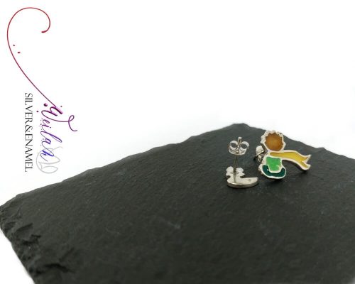 A kis herceg, aszimmetrikus ezüst tűzzománc fülbevaló 