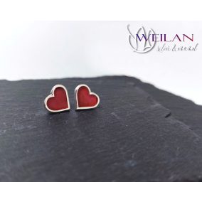 Karnevál - Szív ezüst tűzzománc fülbevaló vörös OG