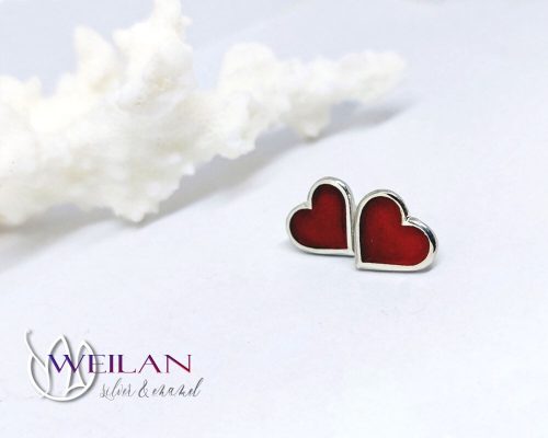 Karnevál - Szív ezüst tűzzománc fülbevaló