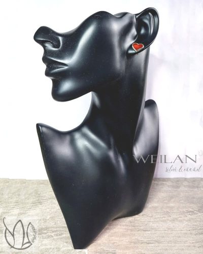 Karnevál - Szív ezüst tűzzománc fülbevaló viselése