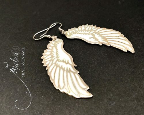 Wings - Angyalszárny - ezüst ajour tűzzománc fülbevaló