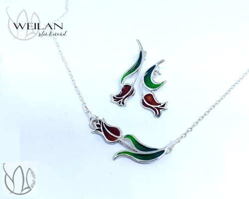 Hej'tulipán - Virágszálam ezüst tűzzománc szett