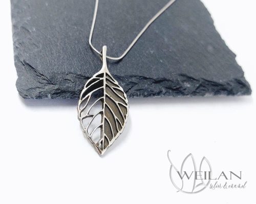 Leaf - Fagus / Bükk ezüst medál, egyedi ékszer