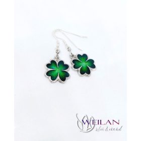 Négylevelű lóhere ezüst tűzzománc fülbevaló