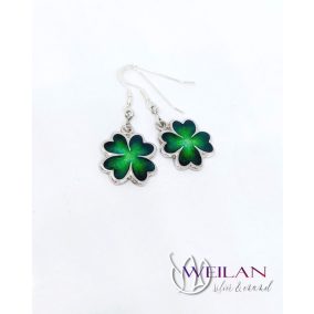 Négylevelű lóhere ezüst tűzzománc fülbevaló