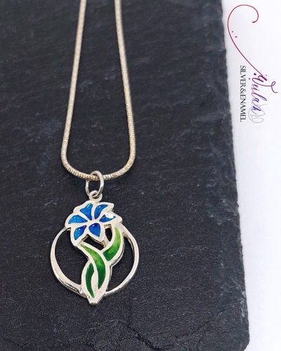 Flora - Liliom ezüst tűzzománc medál, kis méret