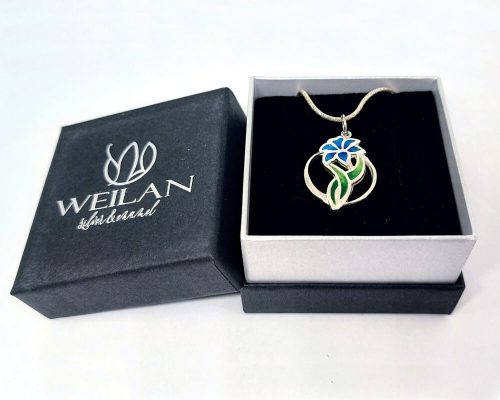 Flora - Liliom ezüst tűzzománc medál WEILAN díszdobozban